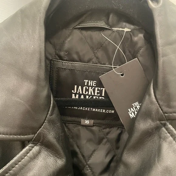 Black Handmade Real Leather Biker Jacket - Picture 4 of 9